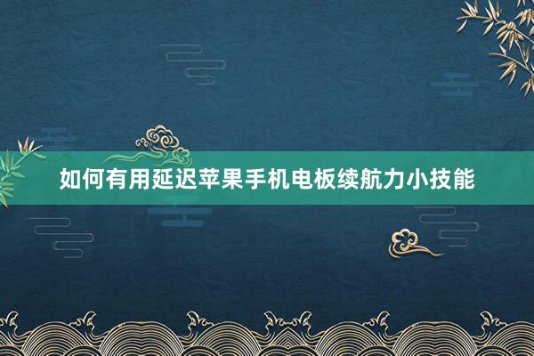 如何有用延迟苹果手机电板续航力小技能